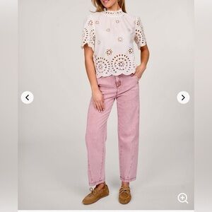 Frnch Alita High Waist Loose Fit Non Stretch Jeans Bordeaux Red Women's 25, NWT